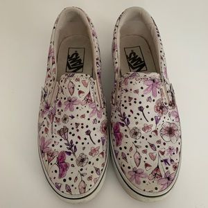 Vans Slip On Purple Watercolor Flower Shoe Rare
